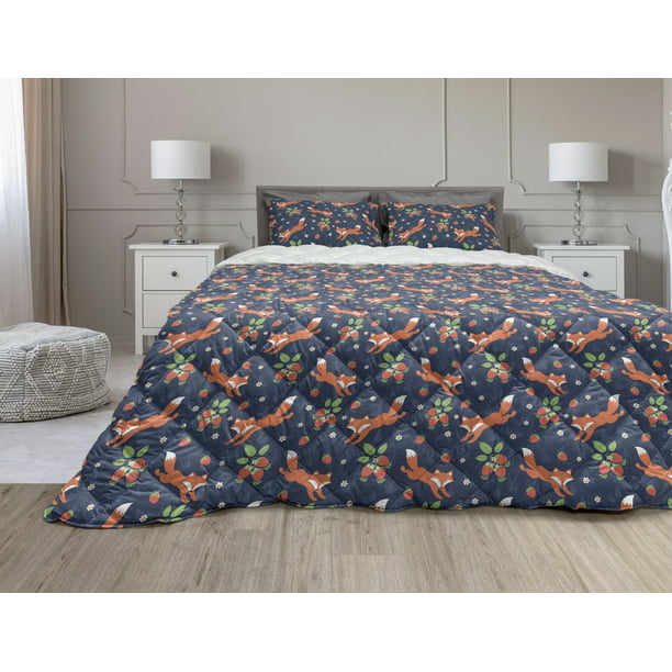 Ambesonne Printed Quilted Bed Cover Set Coverlet Bedspread
